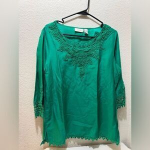 Chico's Embroidered 3/4Sleeves blouse Size 1 or Medium